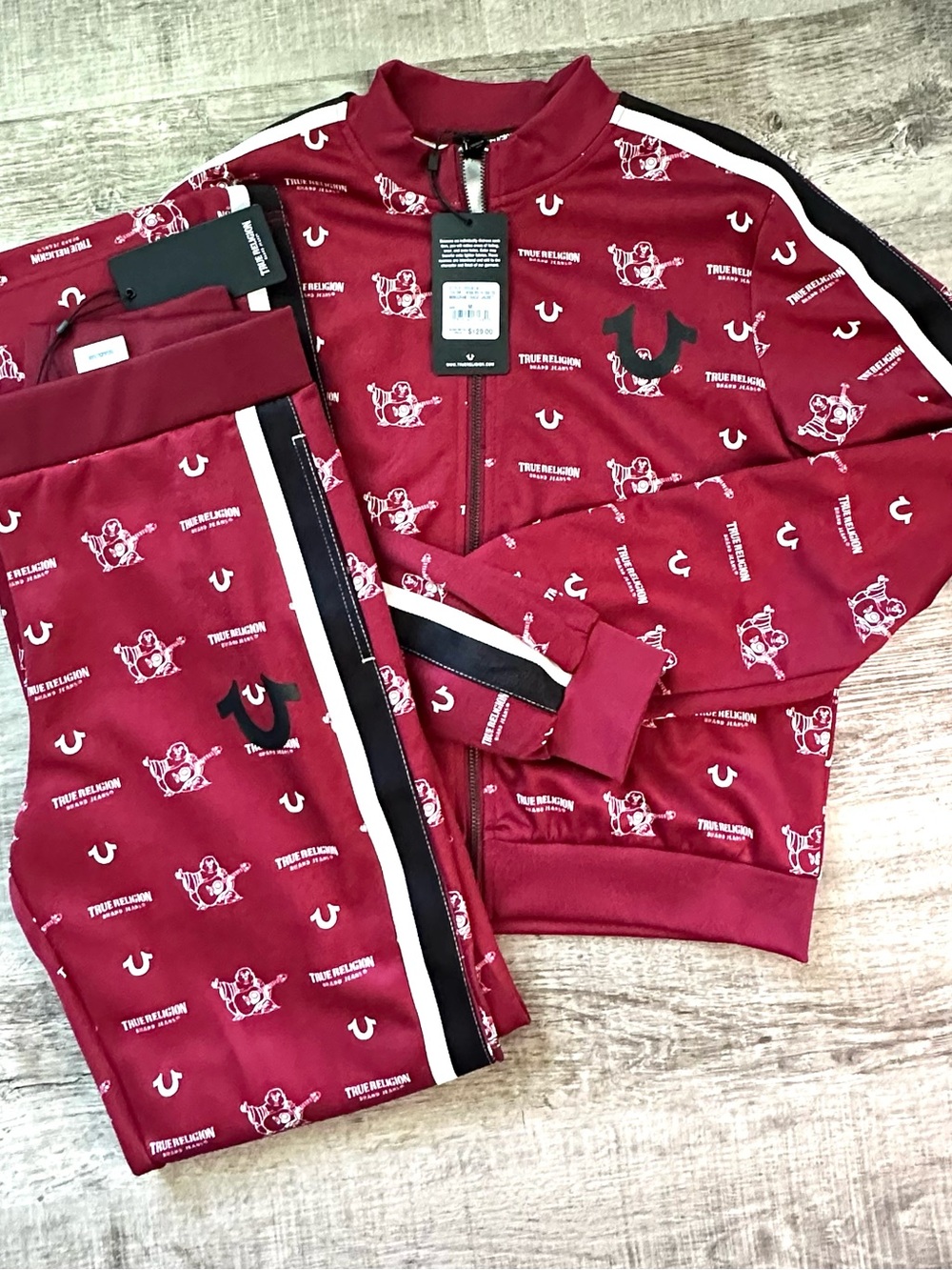 True Religion Maroon Logo-Print Track Jacket and Pants